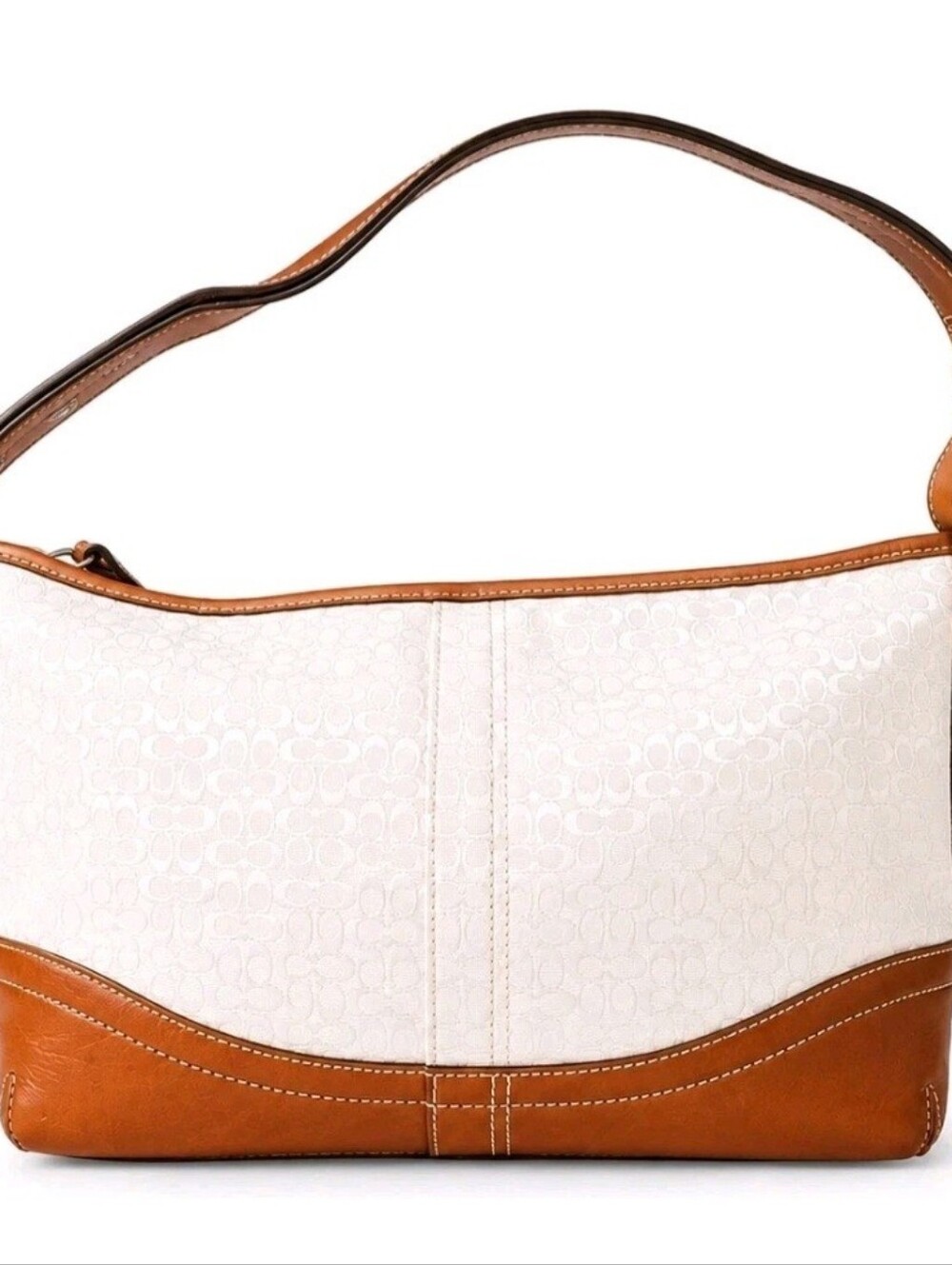 Vintage Coach SoHo Jacquard Cream Tan Leather Shoulder Bag New Without Tags
